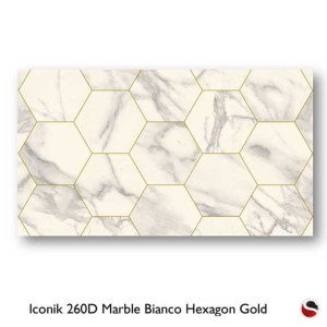 Iconik 260D Marble Bianco Hexagon Gold